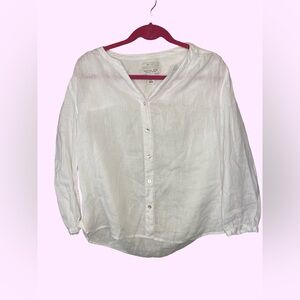 Rachel Zoe 100% Linen White Button-Down Blouse - Size Medium